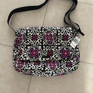 Vera Bradley Black and Purple Floral Crossbody Bag NWT